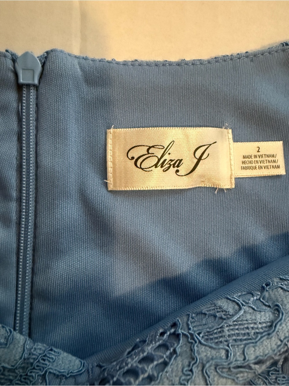 Eliza J Blue Lace Puff-Sleeve Midi Dress - Picture 5 of 9